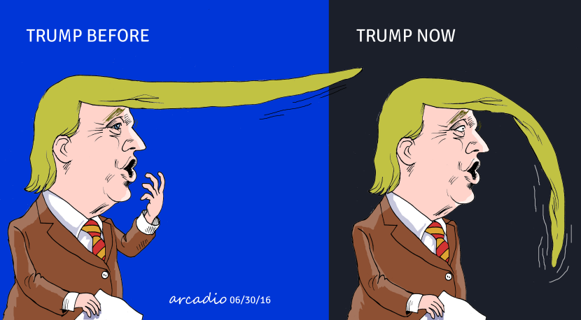 Trump yesterday and today