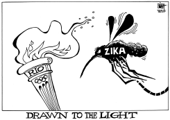 ZIKA AT THE OLYMPICS, B/W by Randy Bish
