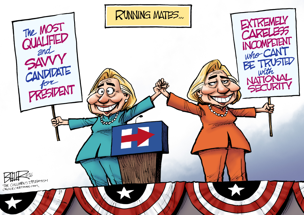  THE TWO HILLARYS by Nate Beeler