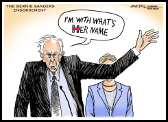 BERNIE SANDERS ENDORSES HILLARY CLINTON by J.D. Crowe