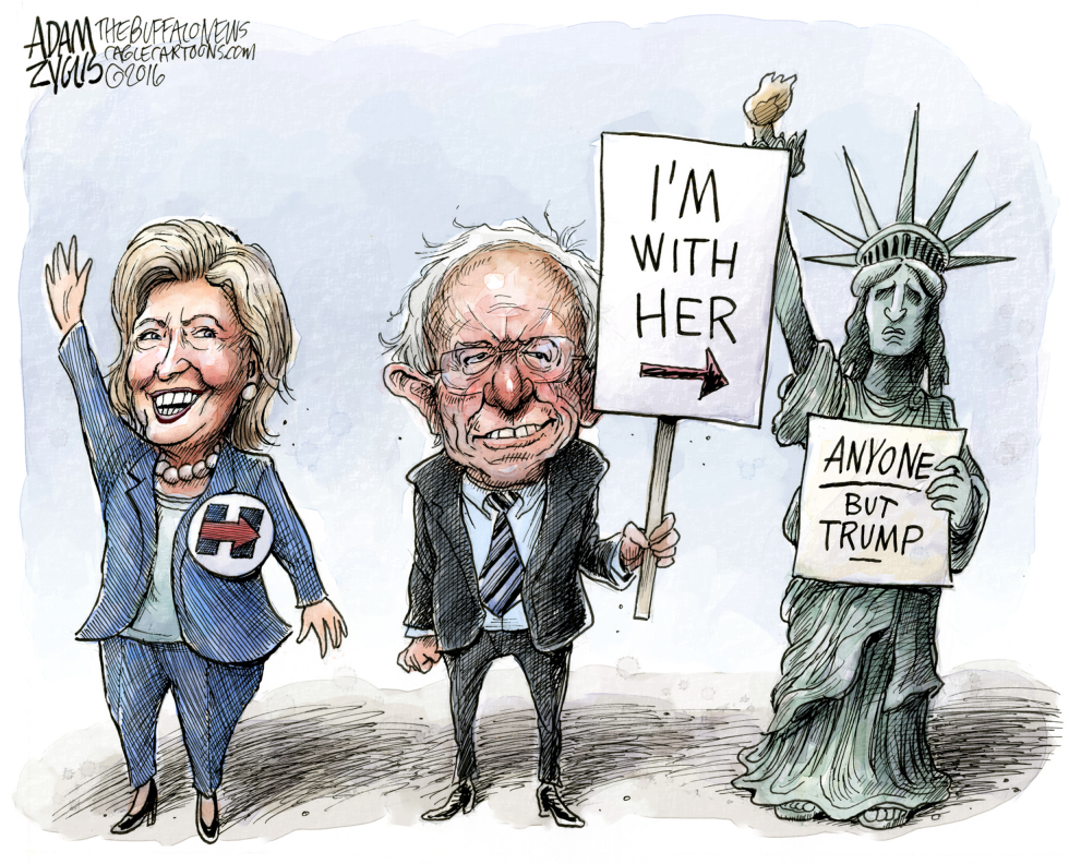  SANDERS ENDORSEMENT by Adam Zyglis