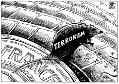 BASTILLE DAY ATTACK IN FRANCE, B/W by Randy Bish