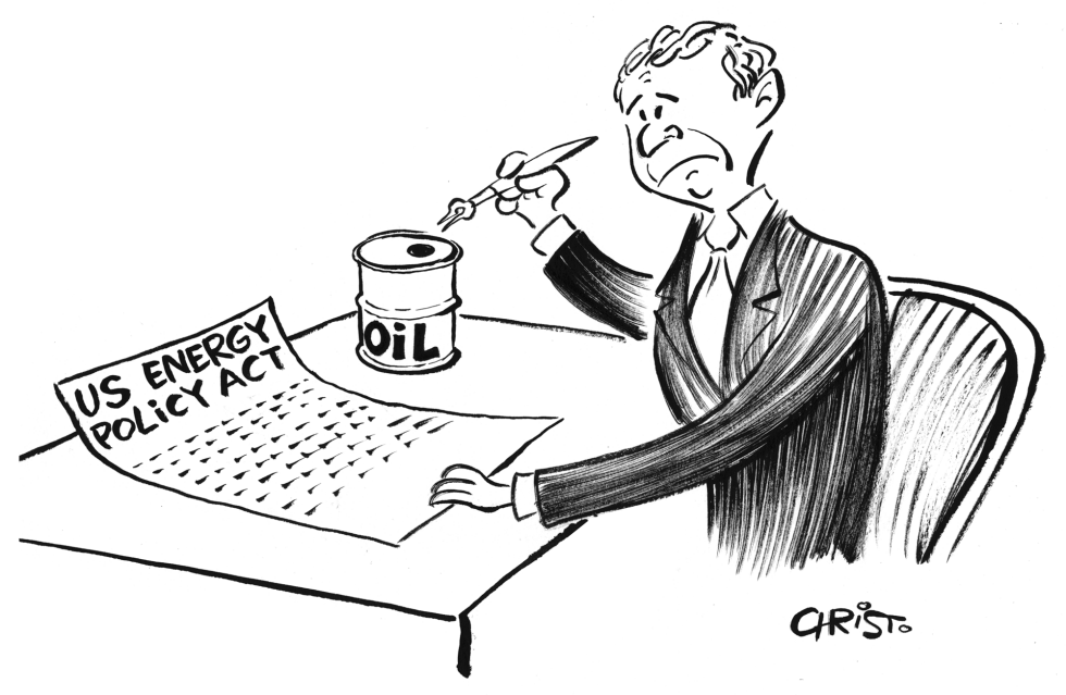  BUSH SIGNS THE 2005 ENERGY POLICY ACT - B&W by Christo Komarnitski