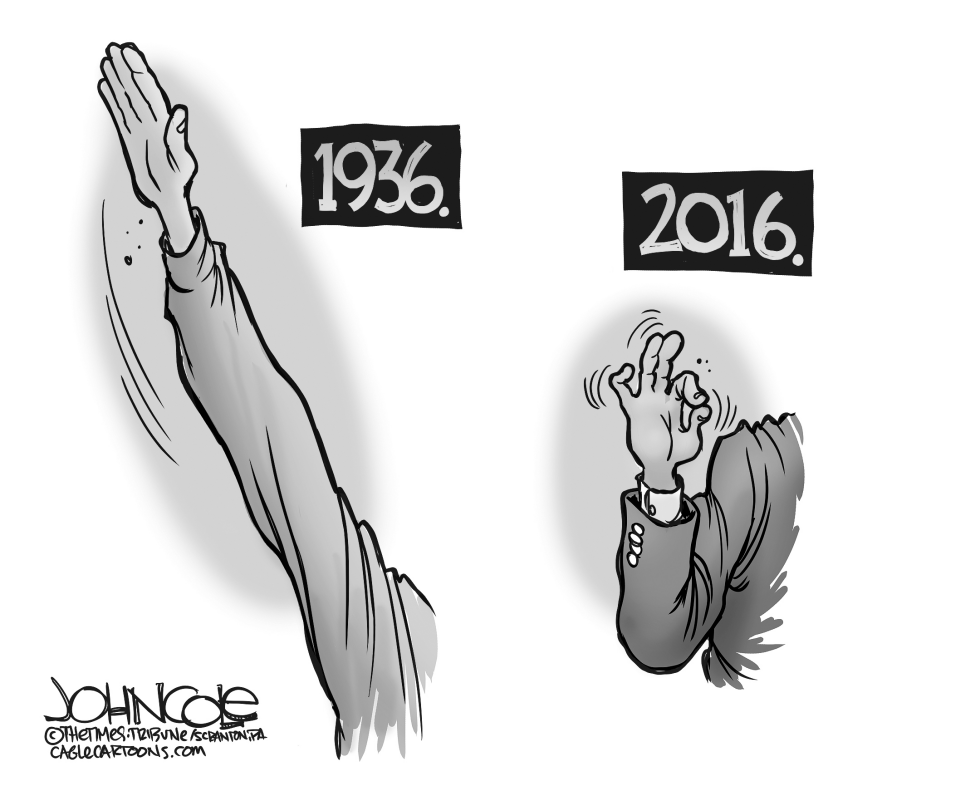 Hitler and Trump gestures BW