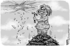 HILLARY GLASS CEILING by Rick McKee
