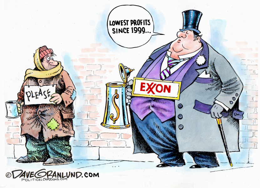 Exxon lower profits COLOR
