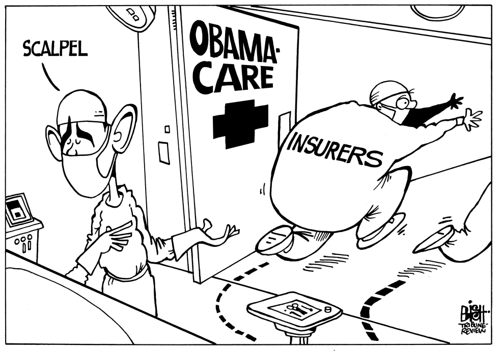 OBAMACARE AND INSURANCE COMPANIES, B/W