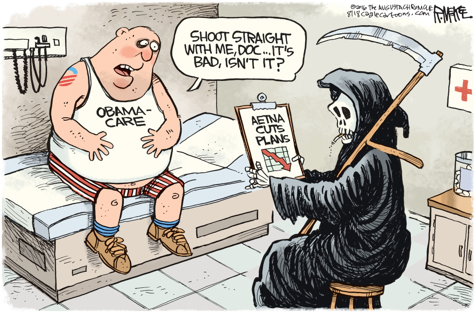  OBAMACARE DEATH SPIRAL by Rick McKee