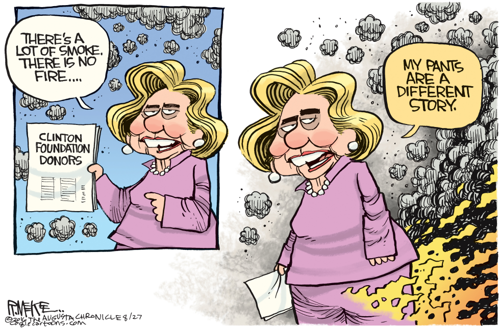  HILLARY PANTS ON FIRE by Rick McKee