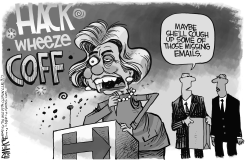 HILLARY COUGHS by Rick McKee