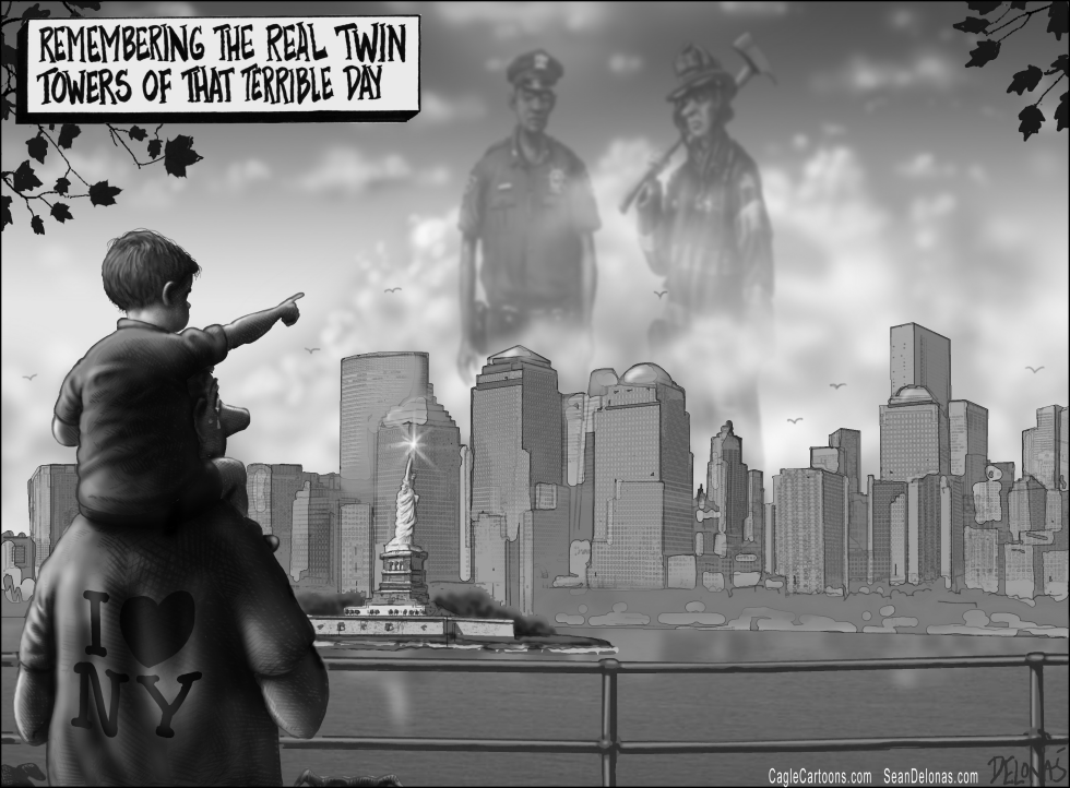  911 MEMORIAL CARTOON GREYSCALE by Sean Delonas