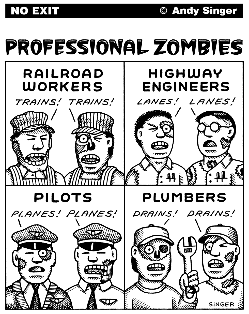 Professional Zombies black and white