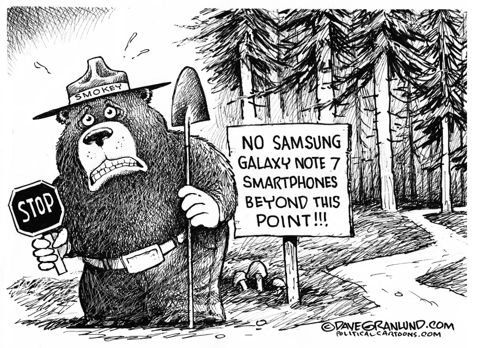  SAMSUNG GALAXY NOTE 7 FIRES  by Dave Granlund