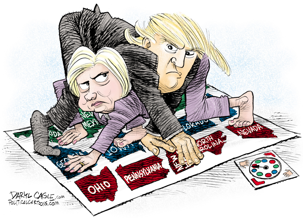  HILLARY Y TRUMP JUEGAN TWISTER  by Daryl Cagle