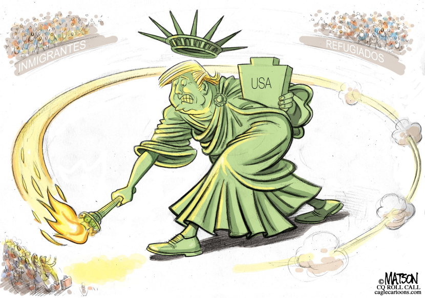Estatua Trump Xenofobica de la Libertad / COLOR