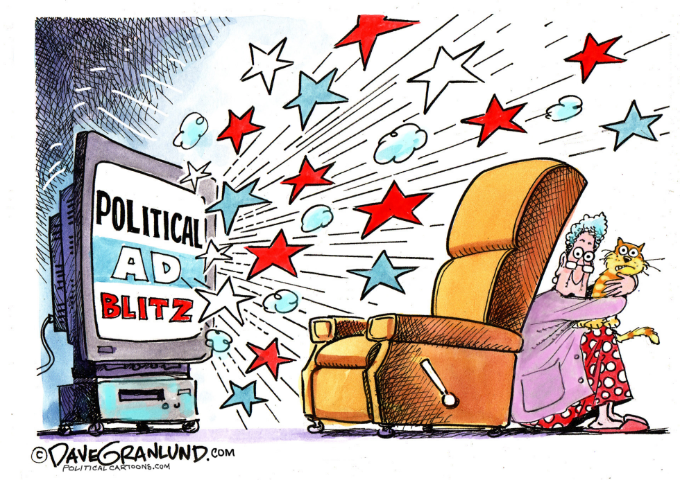  POLITICAL TV AD BLITZ by Dave Granlund