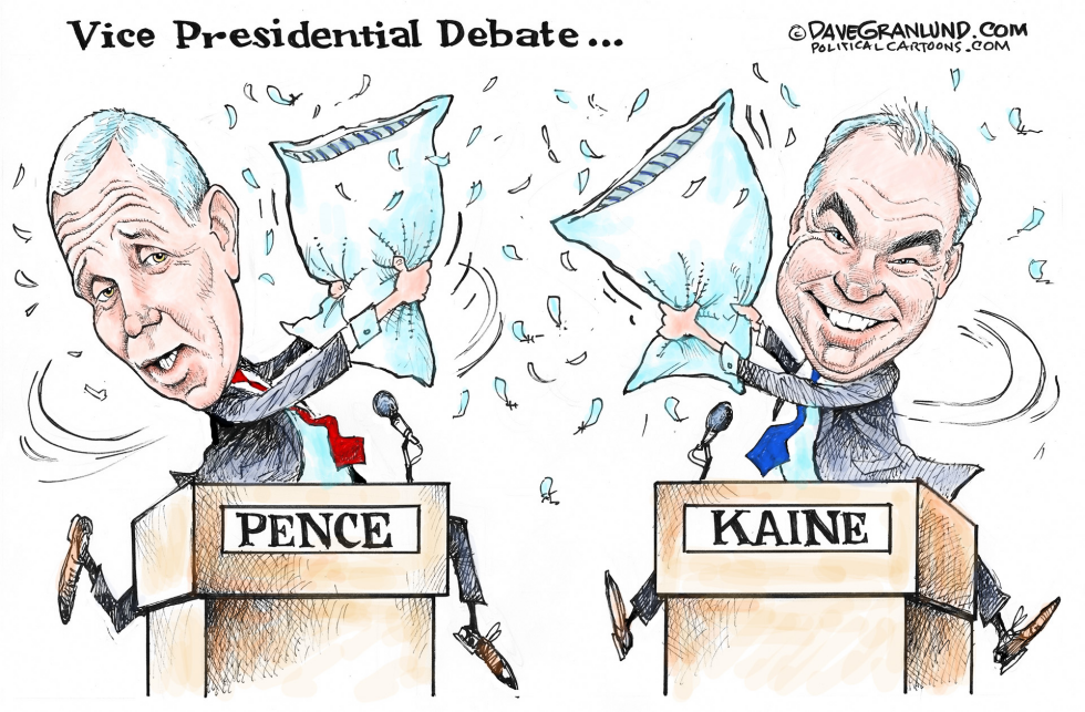  VP DEBATE PENCE VS KAINE by Dave Granlund