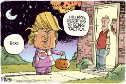 HILLARY SCARE TACTICS  by Rick McKee