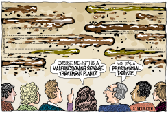 PRESIDENTIAL DEBATE POOPSLINGING  by Monte Wolverton