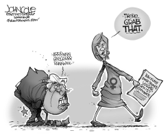 TRUMP CROTCH GRAB BW by John Cole