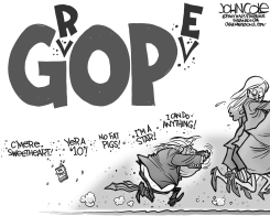 TRUMP AND THE GROPE BW by John Cole