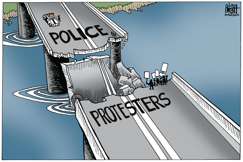 POLICE, PROTESTORS, COLOR