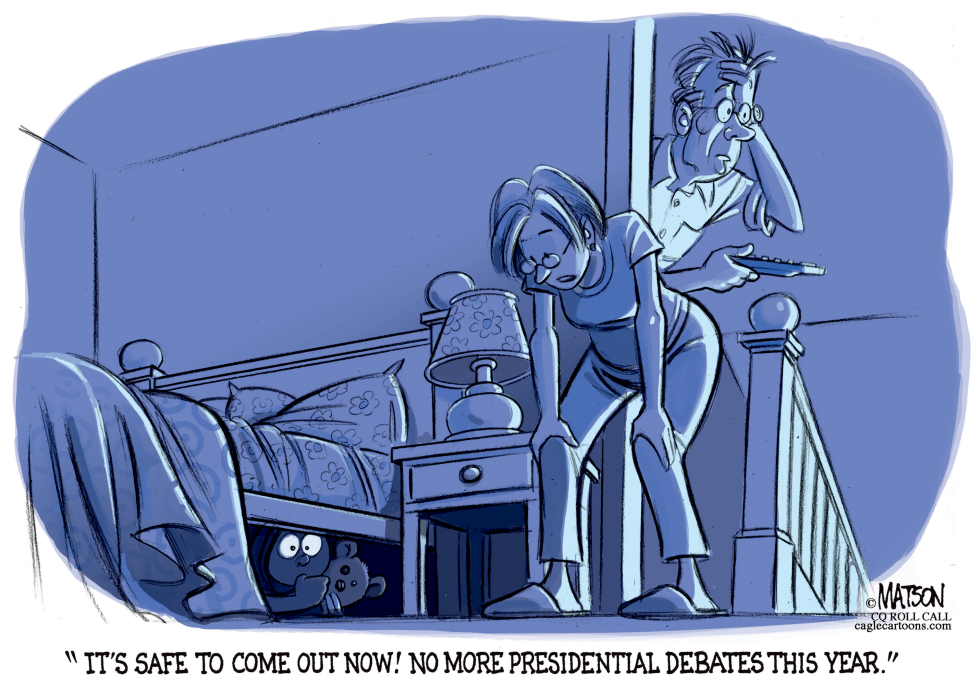 Child Hides From Presidential Debates-COLOR