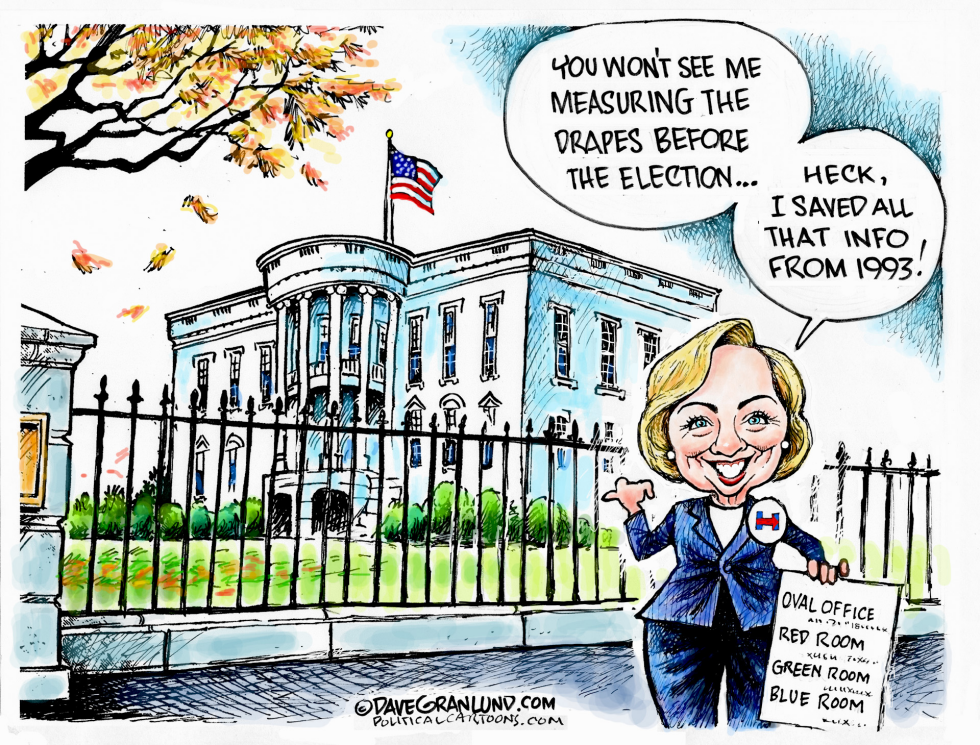  HILLARY AND WHITE HOUSE DRAPES by Dave Granlund