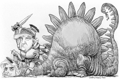 TRUMP SLAYS HILLARY GRAY by Daryl Cagle