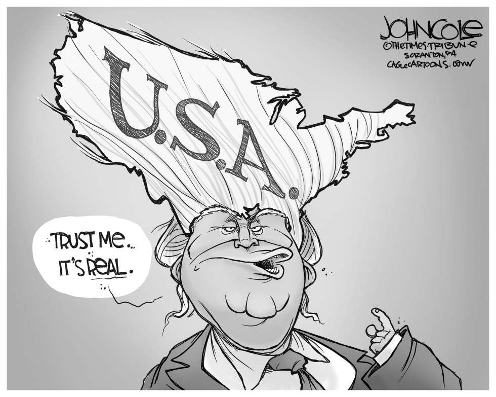 Trump hairdo BW
