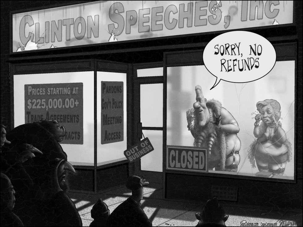  CLINTON SPEECHES FOUNDATION GREYSCALE by Sean Delonas