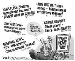 FAKE NEWS TURKEYS BW by John Cole
