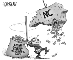 LOCAL NC THE LEGAL FEES PINATA BW by John Cole