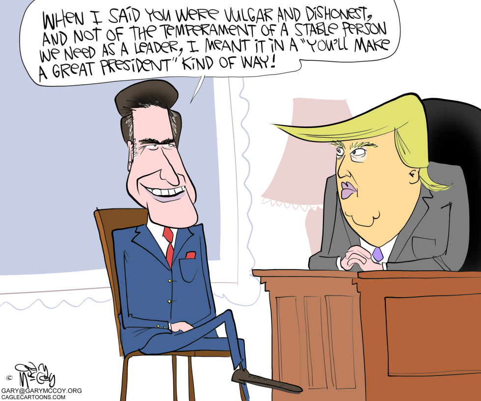  ROMNEY'S TRUMP SHIFT by Gary McCoy