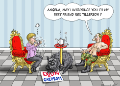 REX TILLERSON BY PUTIN AND MERKEL by Marian Kamensky