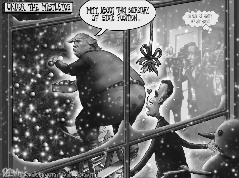 Mistletoe Christmas Trump Romney Greyscale