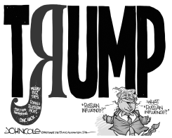 TRUMP RUSSIAN INFLUENCE BW by John Cole