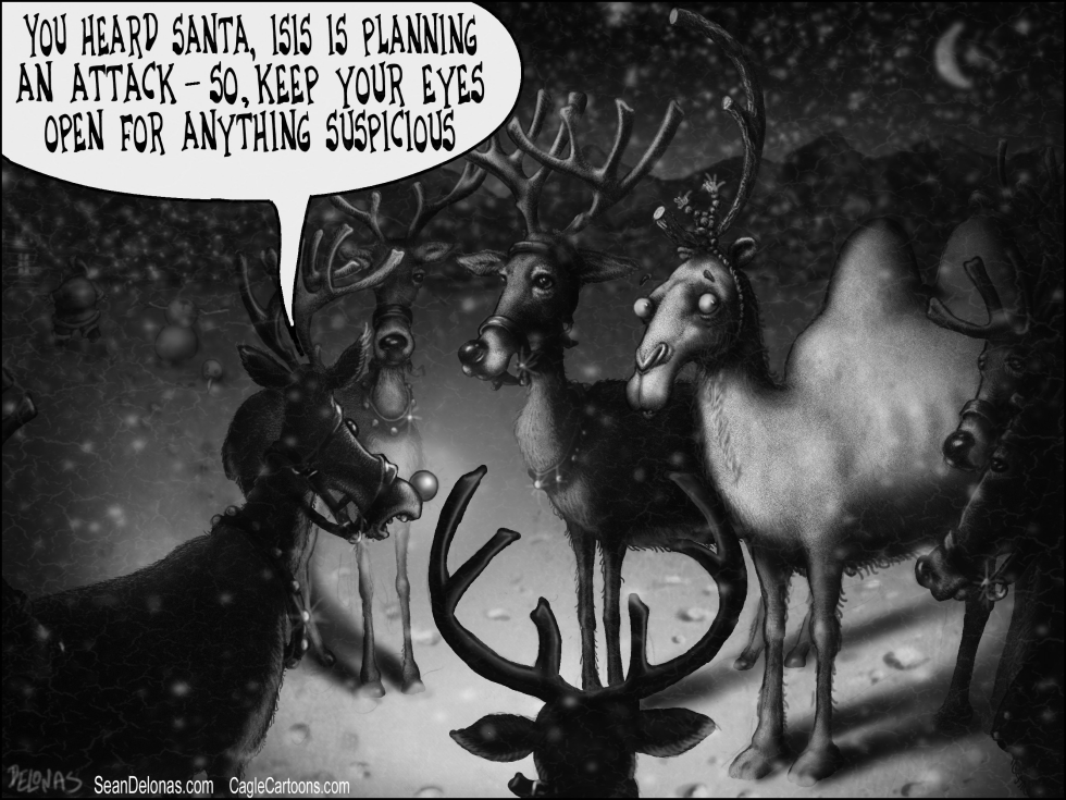 Pre Rev Christmas Terrorism Deer Greyscale