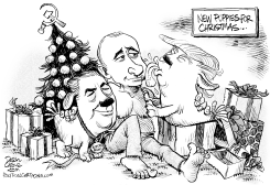 PUPPIES FOR PUTIN BW by Daryl Cagle