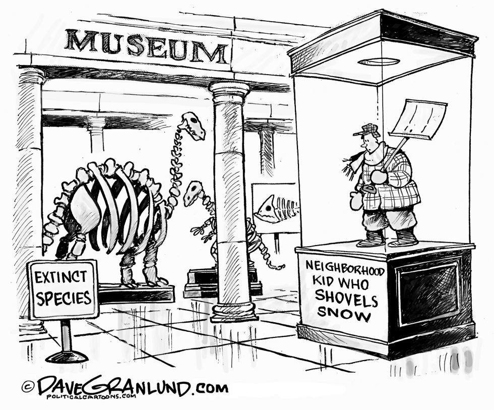 Snow shoveling kids