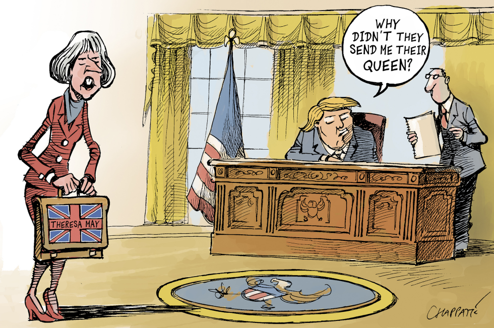  THERESA MAY VISITS DONALD TRUMP by Patrick Chappatte