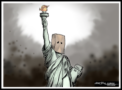 LADY LIBERTYTRUMP IMMIGRATION BAN by J.D. Crowe
