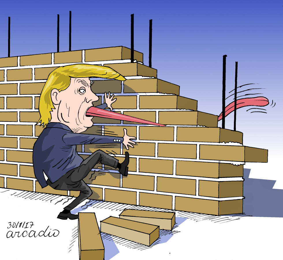 Trump's wall and his tongue
