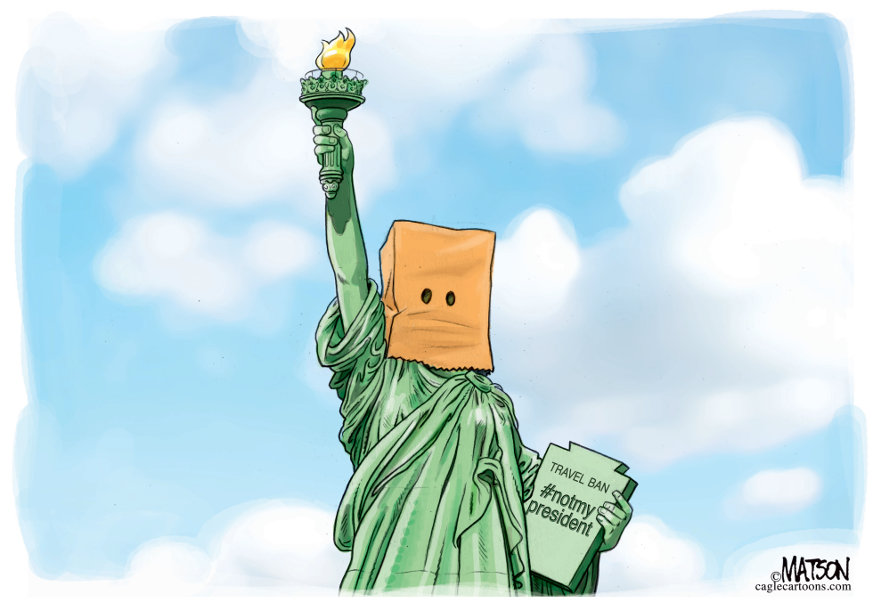 Statue of Liberty Protests President Trump-COLOR
