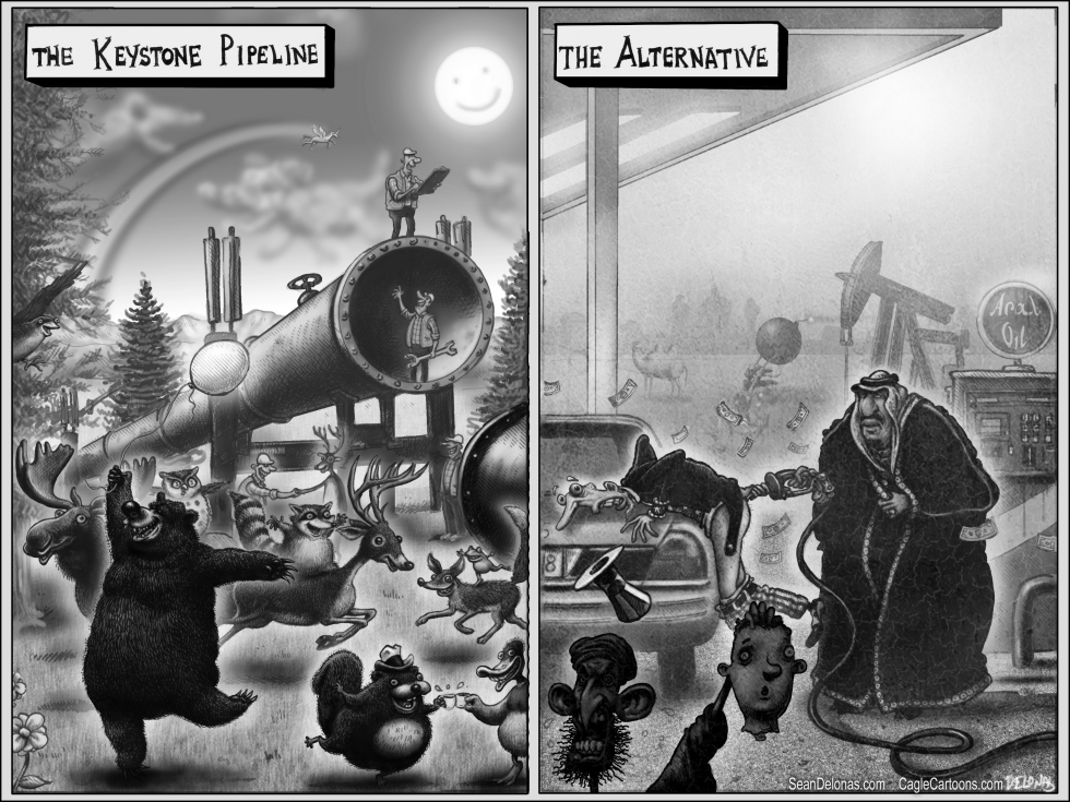 Keystone Pipeline Oil Greyscale