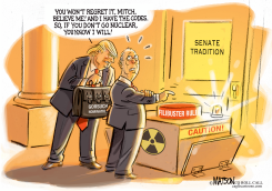SENATOR MITCH MCCONNELL HAS HIS FINGER ON THE BUTTON by R.J. Matson