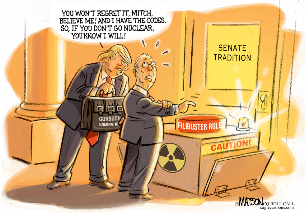 Senator Mitch McConnell Has His Finger On The Button-COLOR