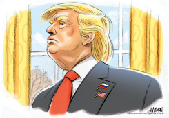 TRUMP WEARS RUSSIAN FLAG LAPEL PIN by R.J. Matson