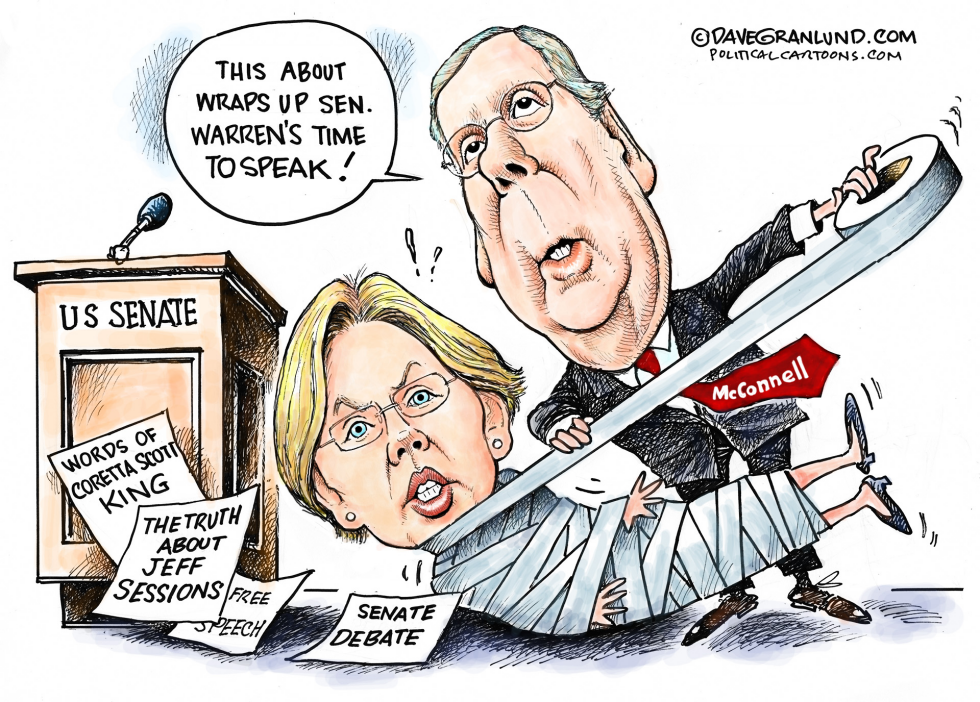  SEN WARREN SILENCED BY MCCONNELL by Dave Granlund