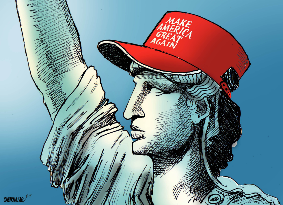 Lady Liberty with Trump Cap
